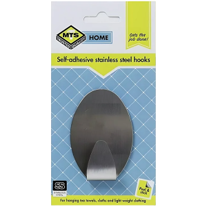 Mts Home Self Adhesive Stainless Steel Large Oval Hook