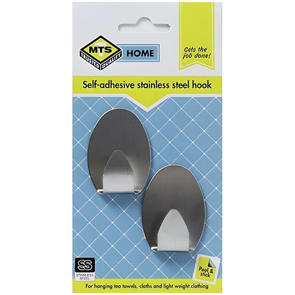 Mts Home Stain Stainless Medium Oval Hook, 2 Piece