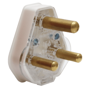 Mts Plastic White Plug Top with Brass Pins 16 Amps