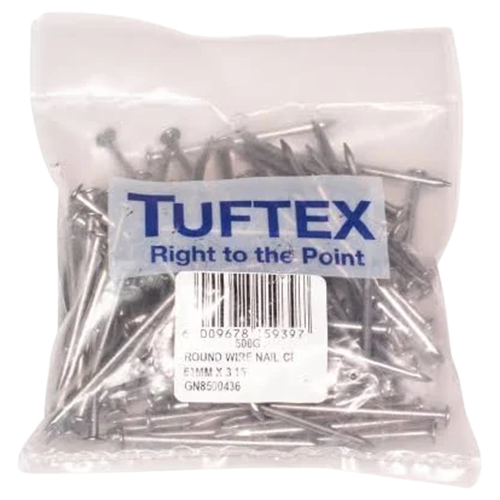 Tuftex Round Wire Nail 63mm x 3.15mm, 500g