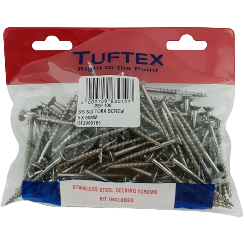 Tuftex Self Drill Screws Stainless Steel 5.0mm x 60mm Torx, Pack of 100