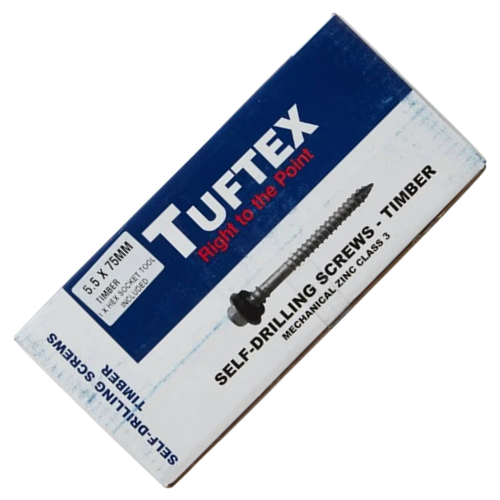 Tuftex Self Drill Screws Timber 5.5mm x 75mm, Pack of 100