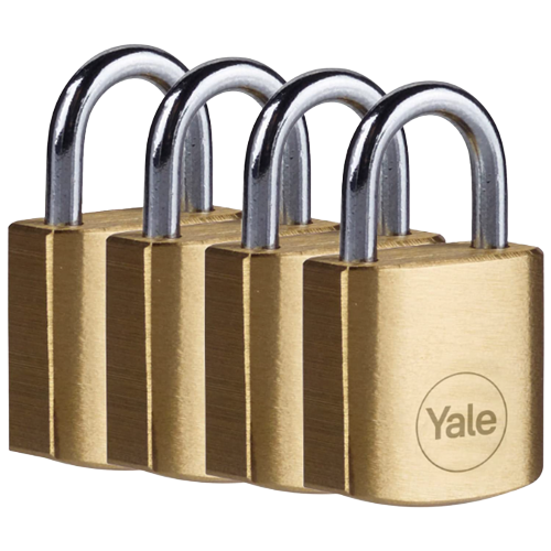 Yale Brass Padlocks 20mm 4 Pack Y110B-20-111-4