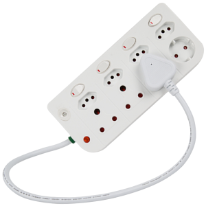 Electricmate 8 Way Multiplug with Overload Protection and Individual Switches MP8S