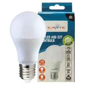 Litemate A60 B27 LED Lamp, 6 Watt Cool White