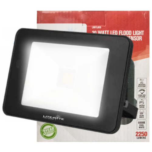 Litemate Led Floodlight with Day and Night Sensor, 30 Watt