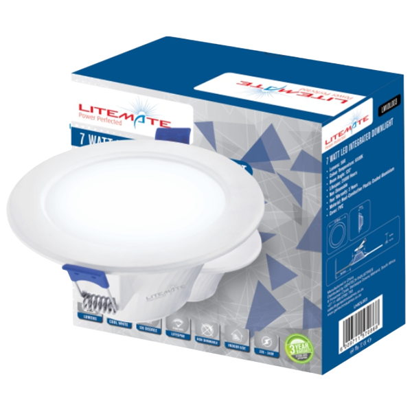 Litemate LED Integrated Downlight, 7 Watt 6500K Cool White