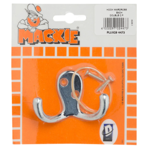 Mackie Chrome Plated Double Mazak Robe Hook, 40mm