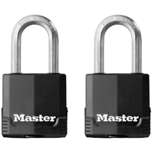 Master Lock Excell Laminated Cover Octagonal Weatherproof Keyed Alike Padlock 50mm, Pack of 2 M115EURTLF