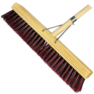 Mts Brown Hard PVC Platform Broom with Metal Stray and Wooden Handle