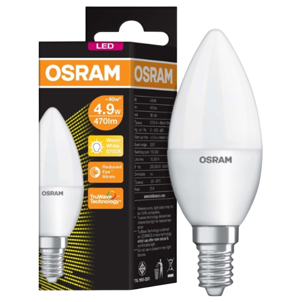 Osram LED Candle Light Bulb 4.9W E14 Warm White