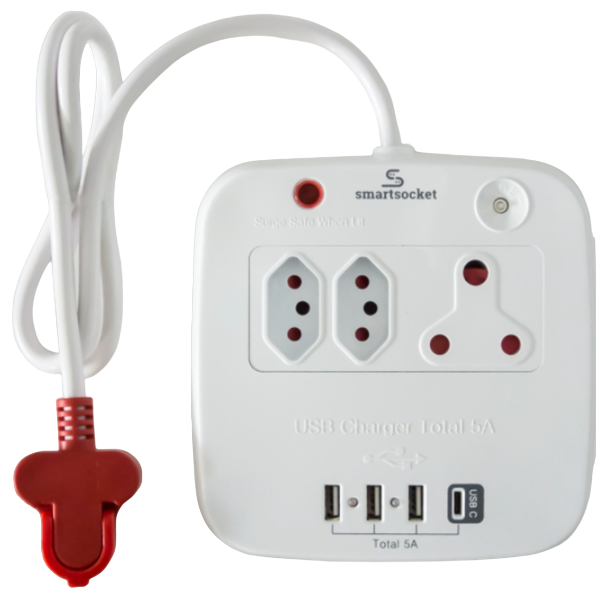 SmartSocket Compact USB Power Hub with Surge Protection, 5 Amp