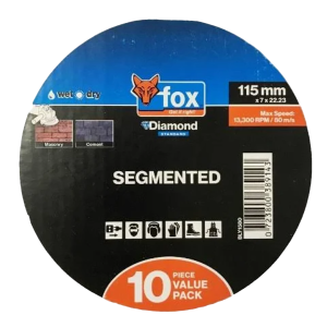 Fox Standard Diamond Segmented Disc 115mm, Masonry - Pack of 10