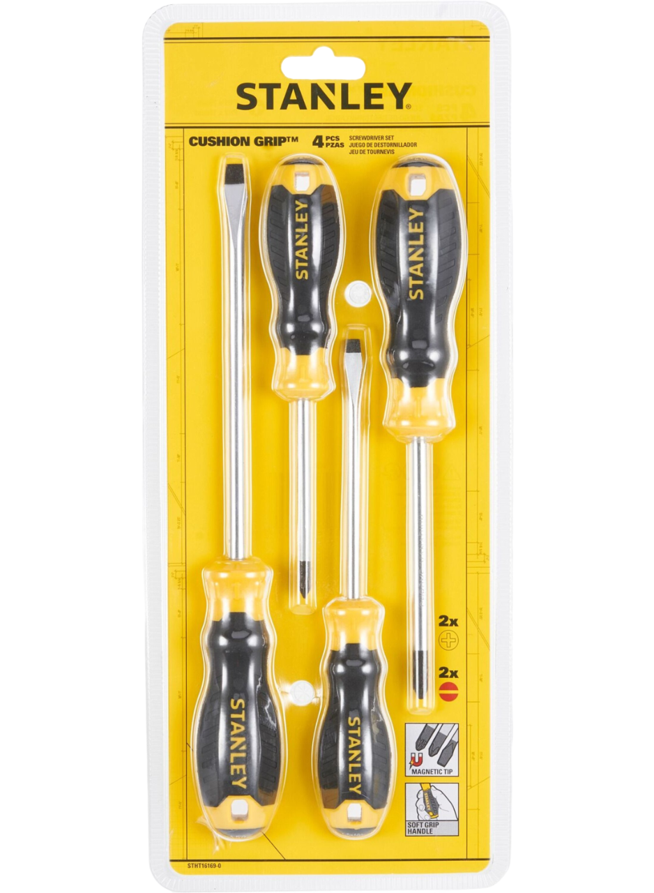 Stanley Screwdriver Set Cusion Grip 4 Piece, STHT16169-0