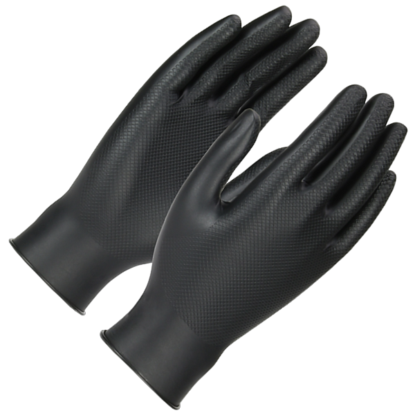 Grippaz Black Nitrile Gloves Large, Pack of 10