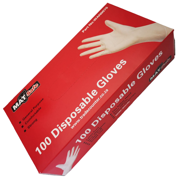 Matsafe Vinyl Disposable Gloves Box of 100