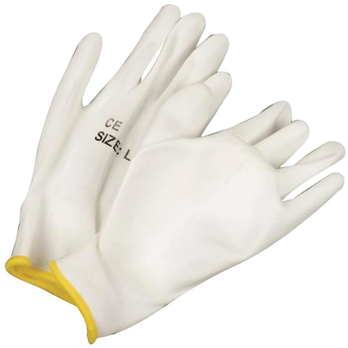 Matsafe White Nylon PU Gloves, Large per Pair