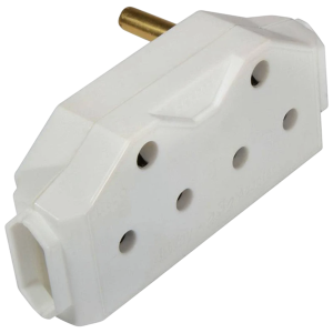 Mts Electric Adaptor 2 x 3-Pin 16 Amps + 2 x 2-Pin 5 Amp, White